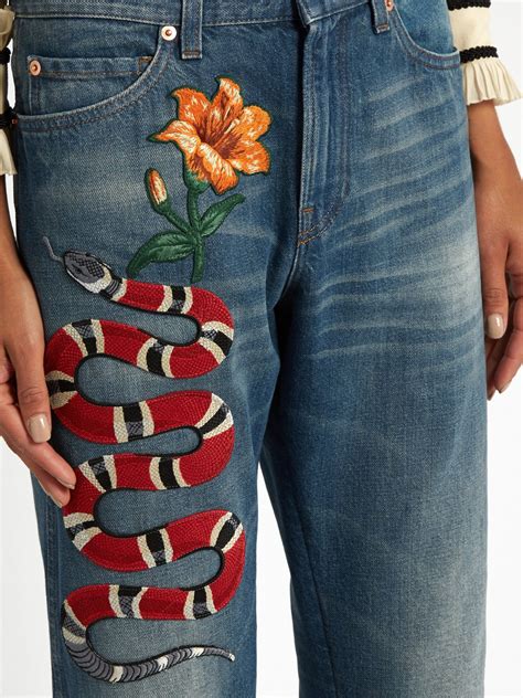 gucci snake jeans replica|gucci ripped jeans.